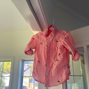 Only one wear Baby Gap pink bird button down shirt